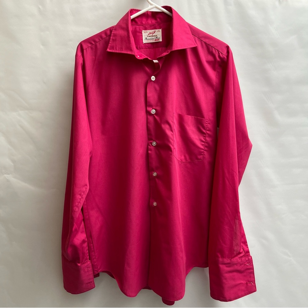 VTG 1970s Spread collar Forsyth Canada - Double cuff Selvedge Sanforized Pink